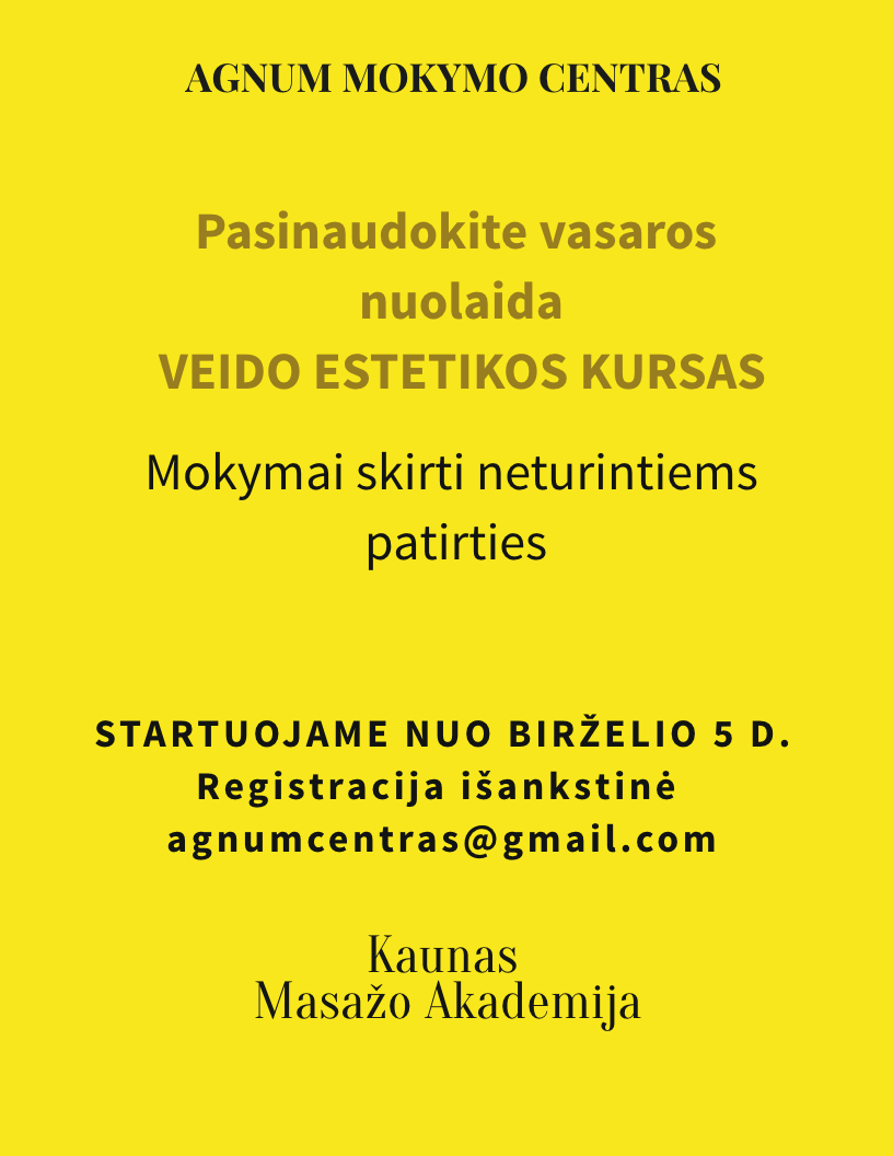 Veido estetikos kursas pradedantiems 300 eur. KURSO PRADŽIA BIRŽELIO 5 D. logo