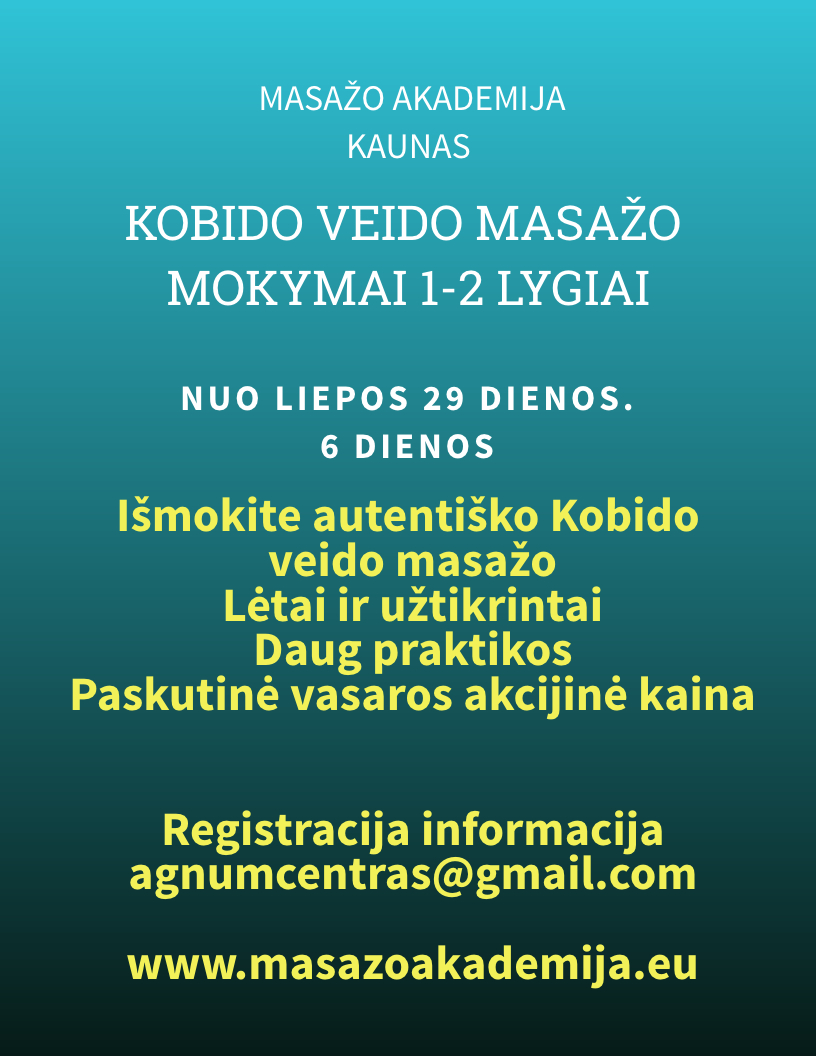 AUTENTIŠKO KOBIDO VEIDO MASAŽO MOKYMAI  1,2 lygiai. Nuo liepos 29 d.  logo