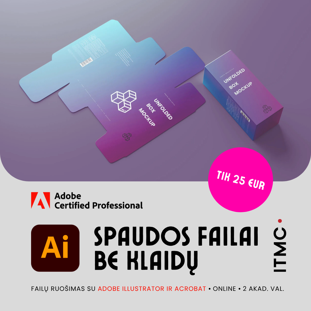 Spaudos failai be klaidų su Adobe Illustrator ir Acrobat logo